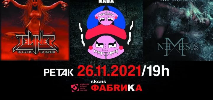Koncert: Nađa, “Nemesis” i “Jenner”, 26. novembar, SKCNS Fabrika